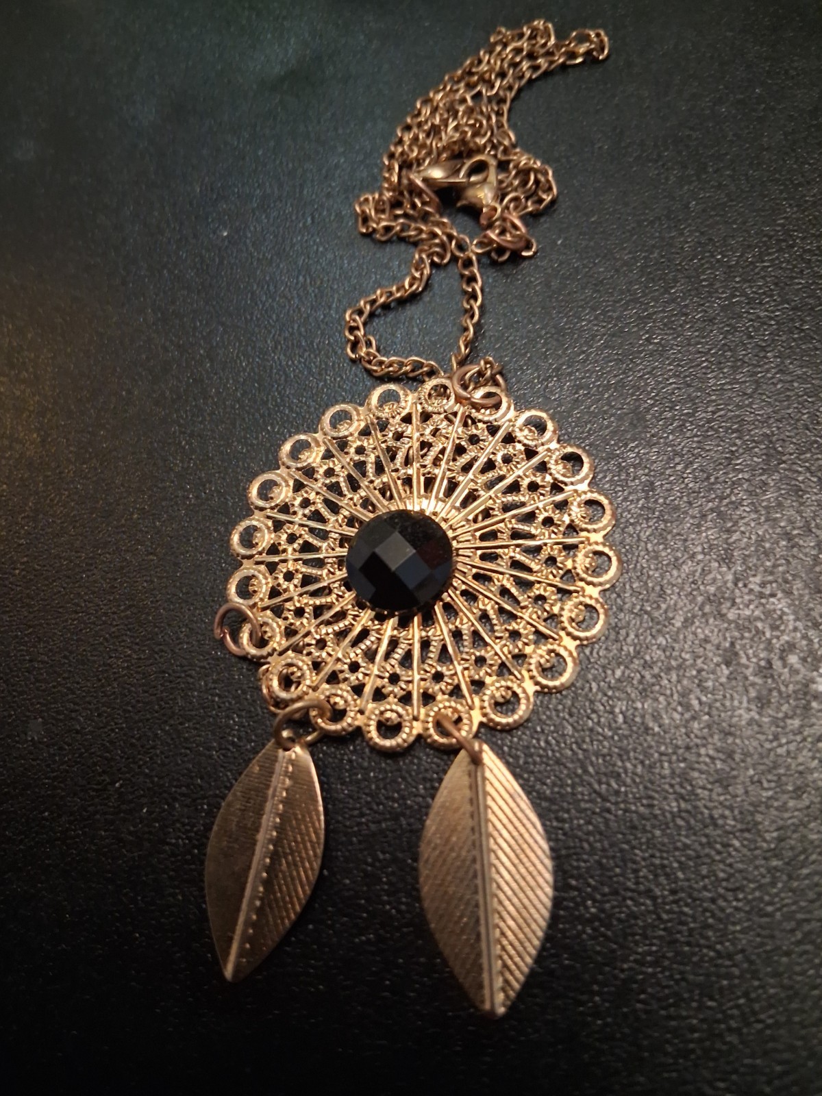 Necklace Ornate with rhinestone Charm & 12″ chain #120