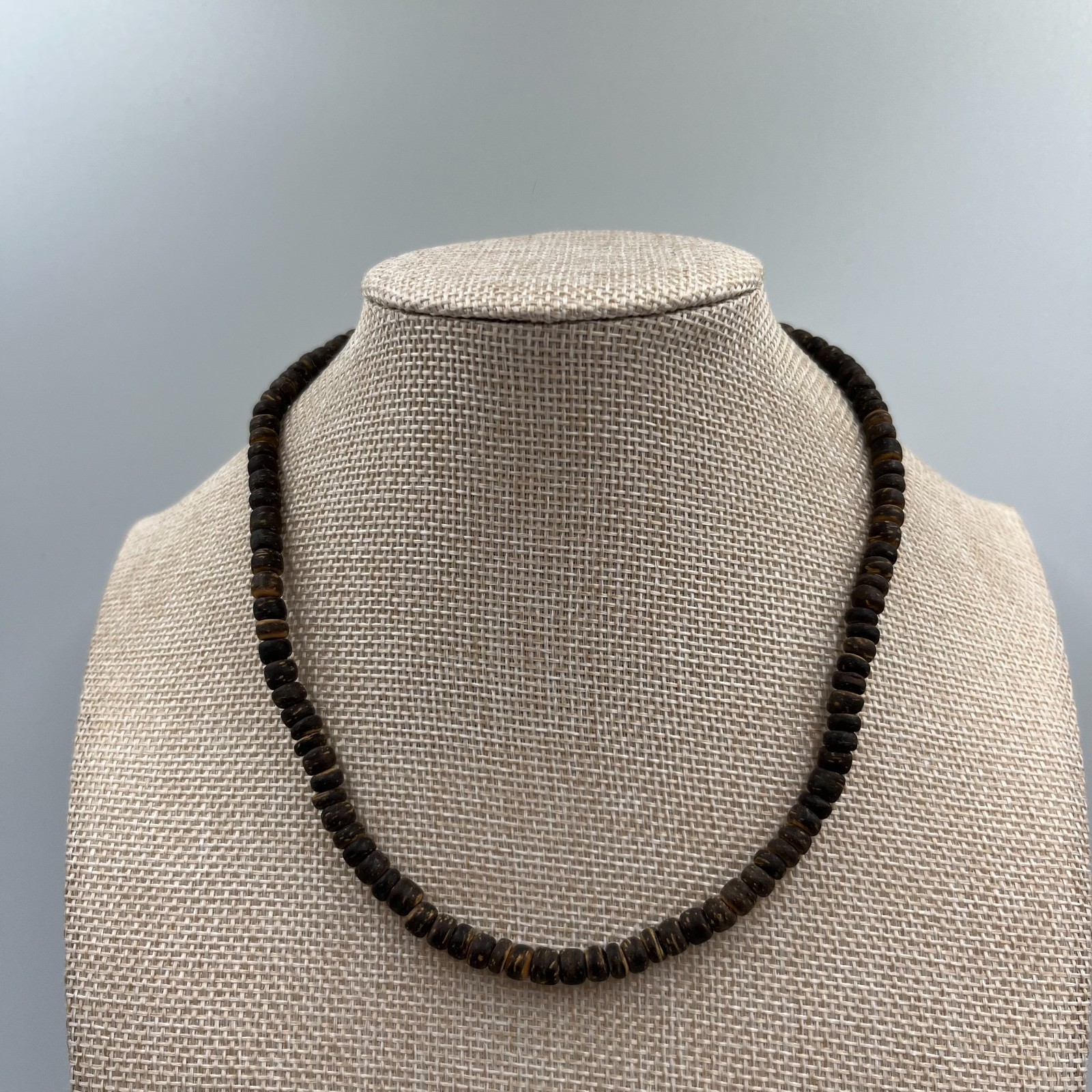 Vintage African Style Brass Black Glass Bead Necklace Ethnic Tribal Boho Jewelry