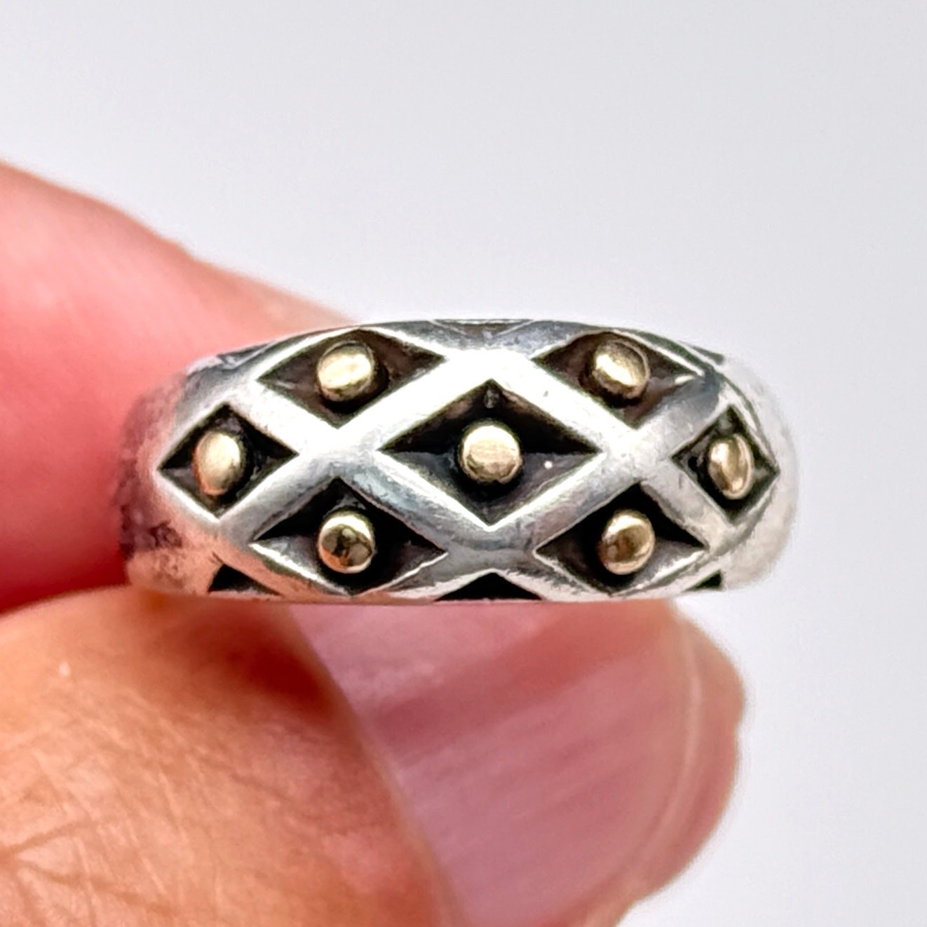Vintage James Avery 14K Gold Sterling Silver Ring Size 6.75