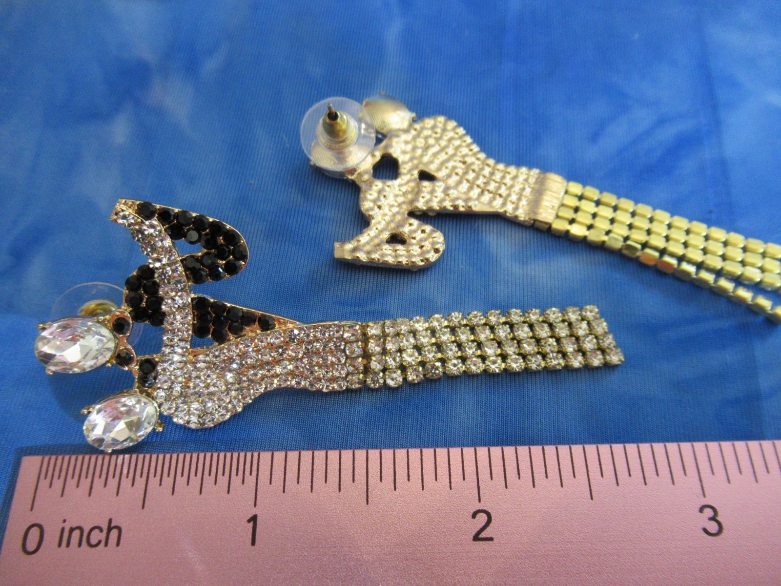 Dancing Couple Earrings & Brooch Clear & Black Glass Crystal Wedding Couple NEW