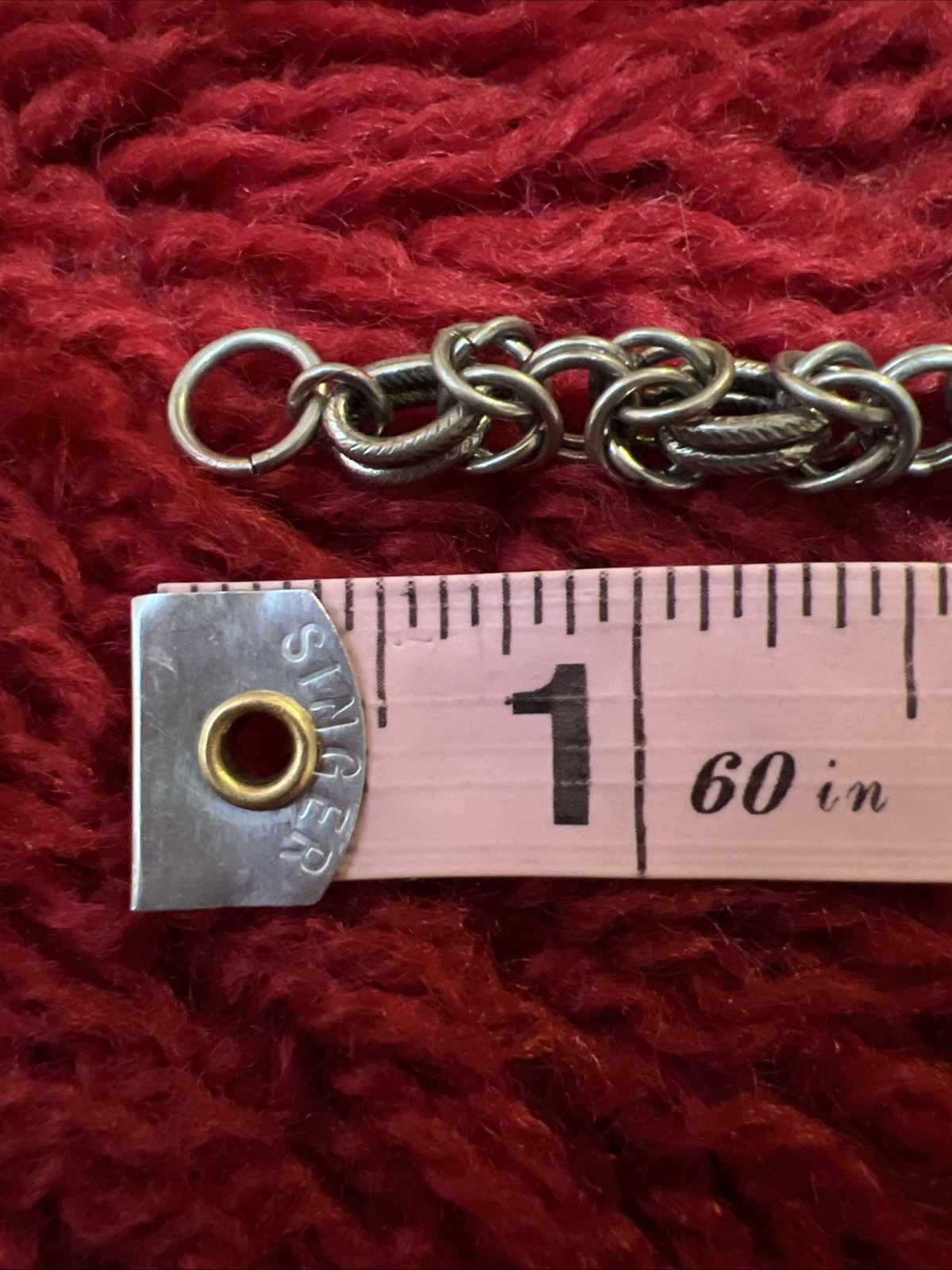 Vintage Multi Link Chainmail Silver Tone Charm Bracelet 7.75”