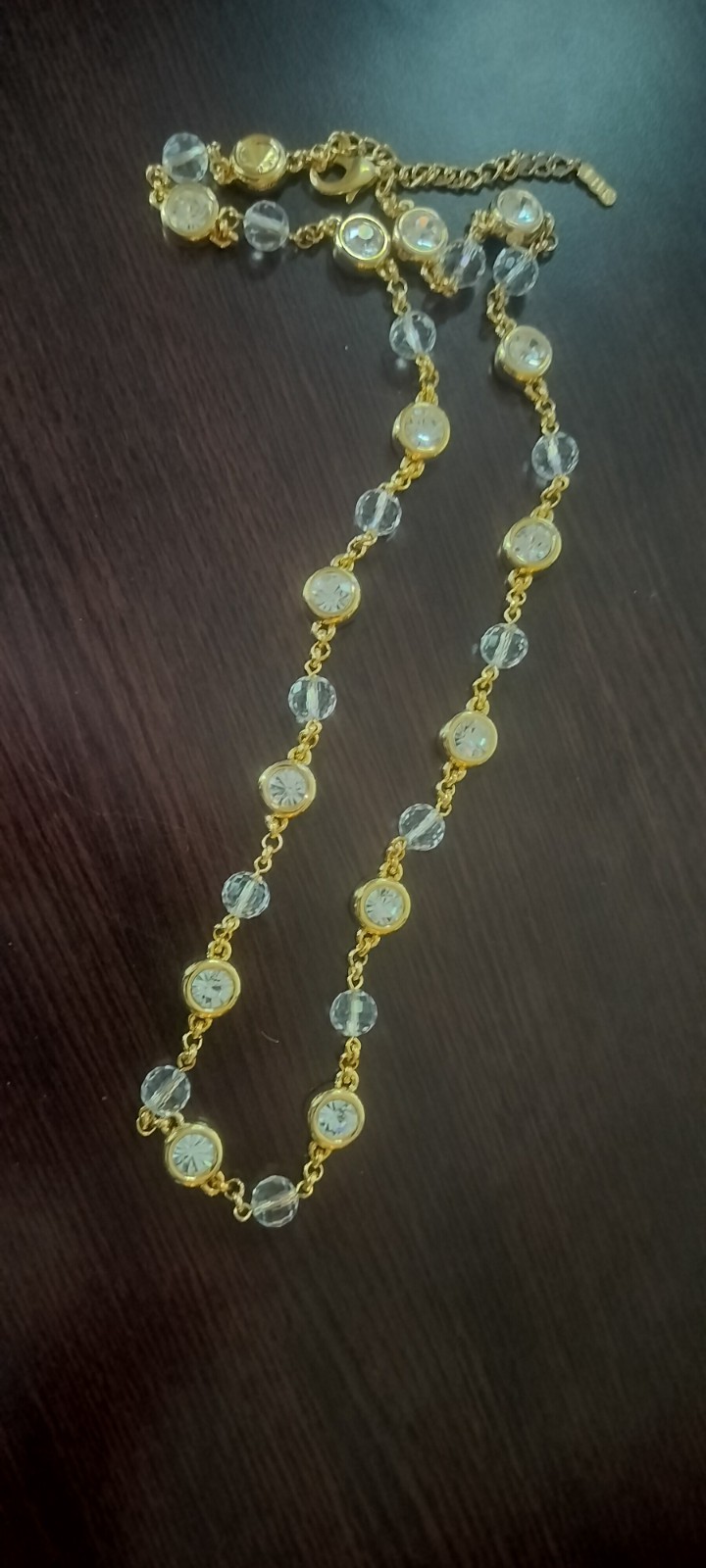 Camrose & Kross Jacqueline Kennedy Crystal Orb Bezel Style Long Necklace Gold