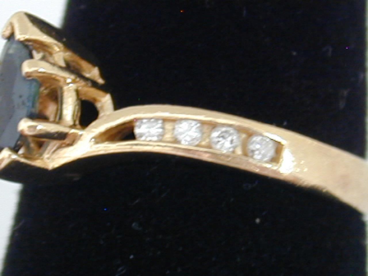 Vtg ASH 14K Yellow Gold Marquise Dark Blue Sapphire & Diamond Ring Size 7.5 585
