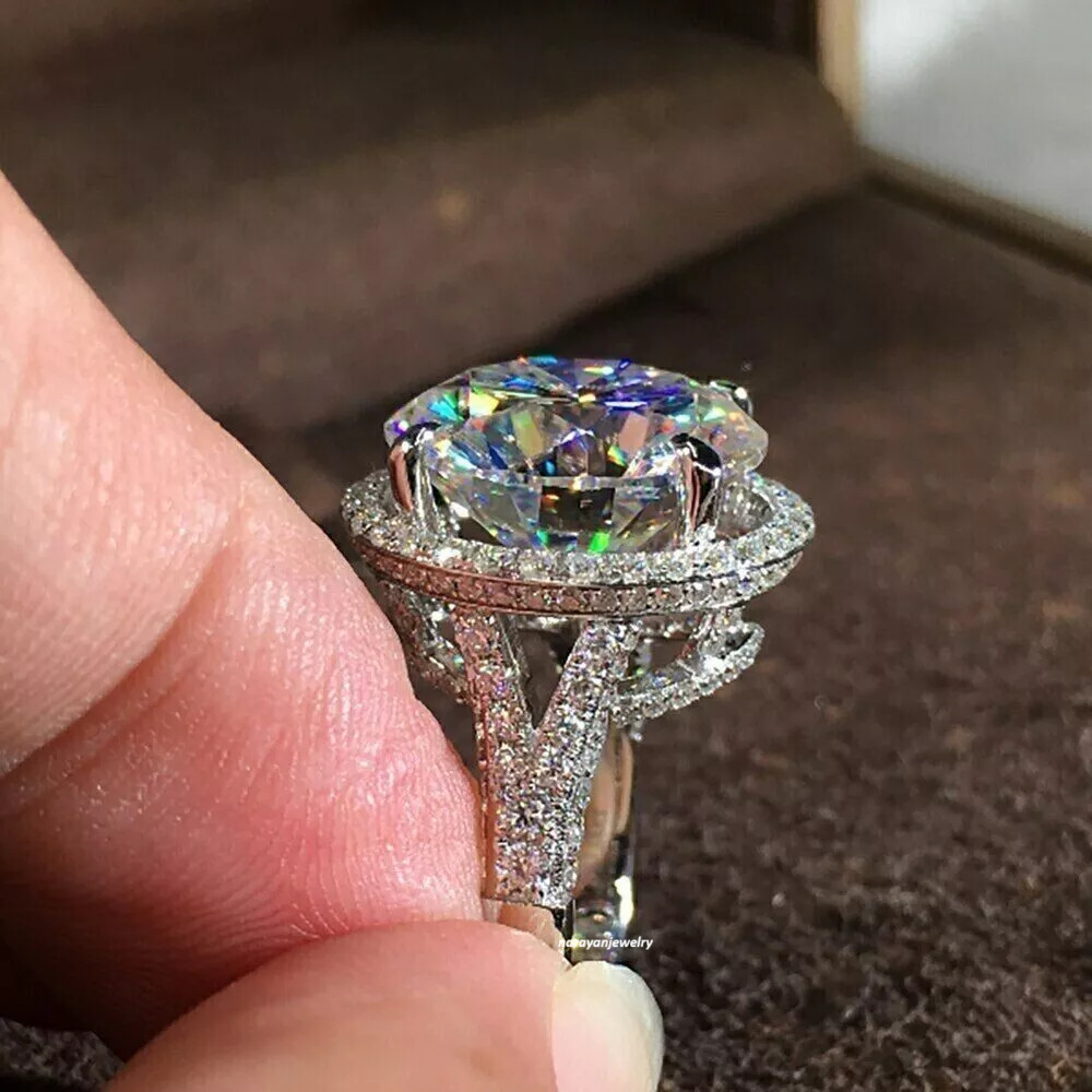 6Ct Round Cut Lab Created Diamond Halo Engagement Ring In 14K White Gold Ring