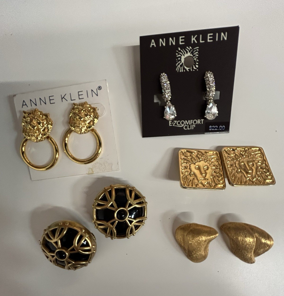 Vintage Anne Klein 10-Piece Mixed Lot Earrings Gold tone