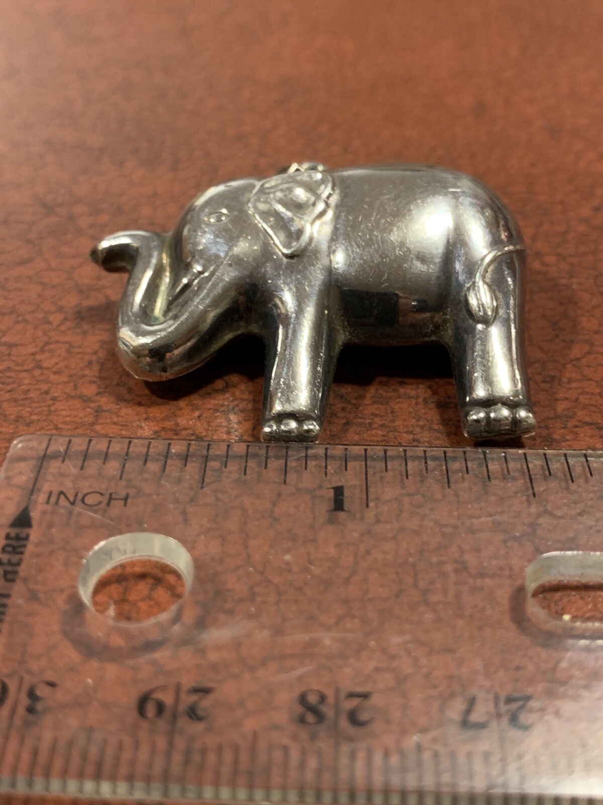 Sterling Silver Puff African Elephant Figural Necklace Pendant FREE SHIPPING