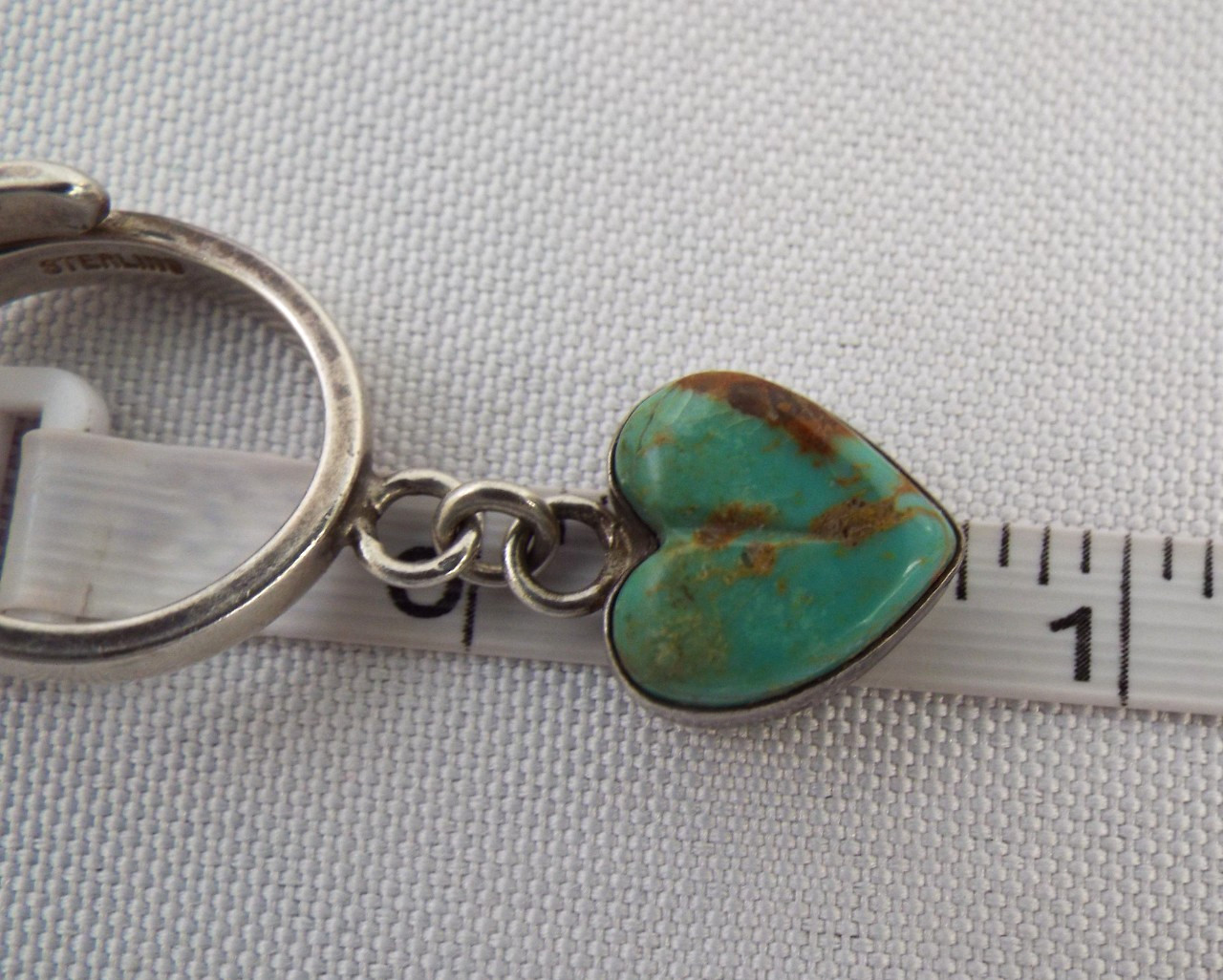 Joan Slifka Designs STERLING SILVER Turquoise Dangle Heart Ring Size 5.5 6g