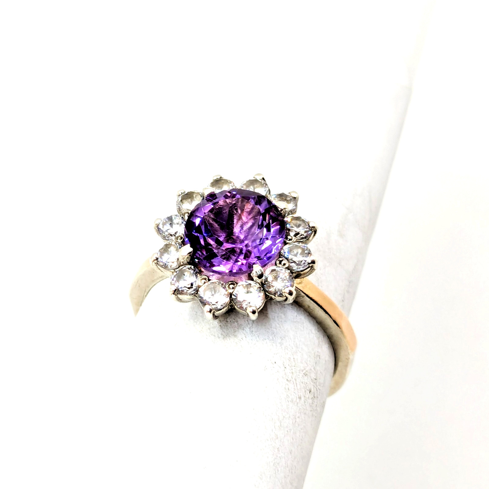 Vintage Luxury RING Silver 925 with Bright Amethyst -size: 7.5US (17.5mm) | #110