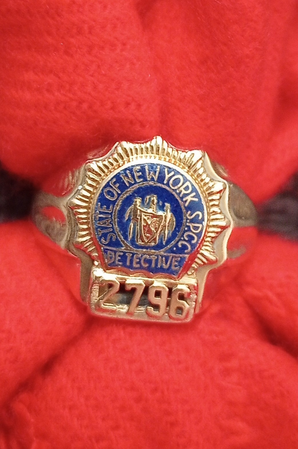 RARE 14K Gold NYSPCC Detective Badge Ring Sz 9 – 9.5 NYC History NYPD 2735
