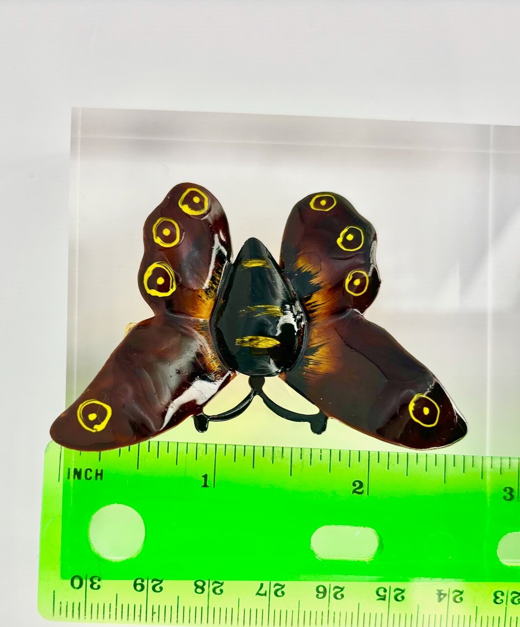 VTG SIGNED ORIGINAL BY ROBERT BUTTERFLY BROOCH PIN WARM BROWN HAND PAINTED