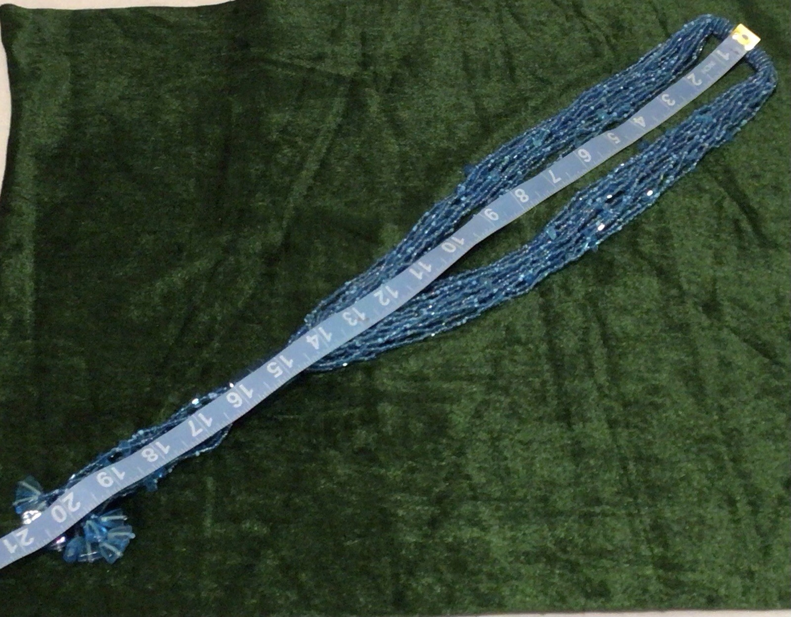 Vintage MultiStrand Blue Seed Bead Necklace 21 In Lariat Style