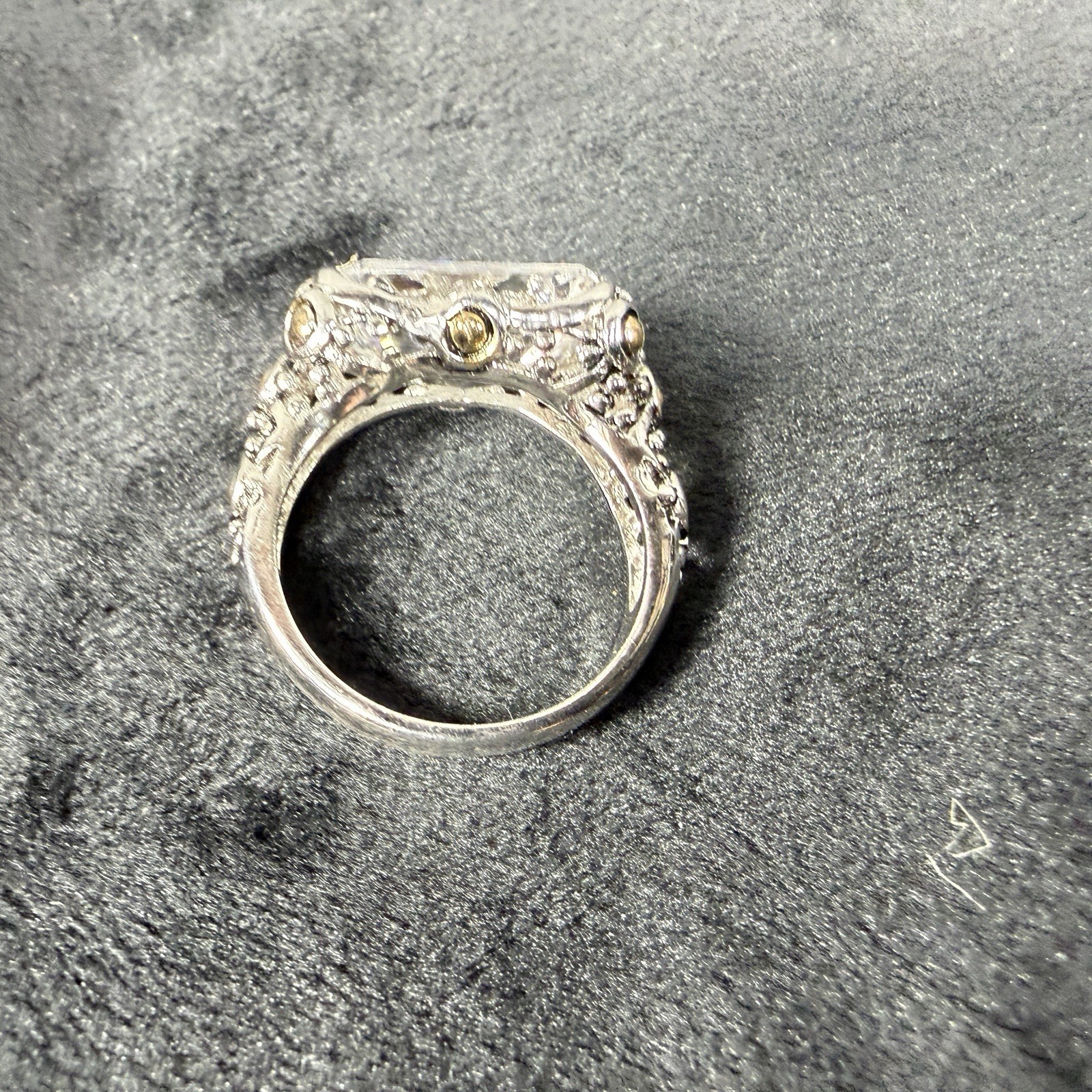 Vtg Sterling Silver Ring 8.25 Cubic Zirconia Medieval High End Jewelry Old Money