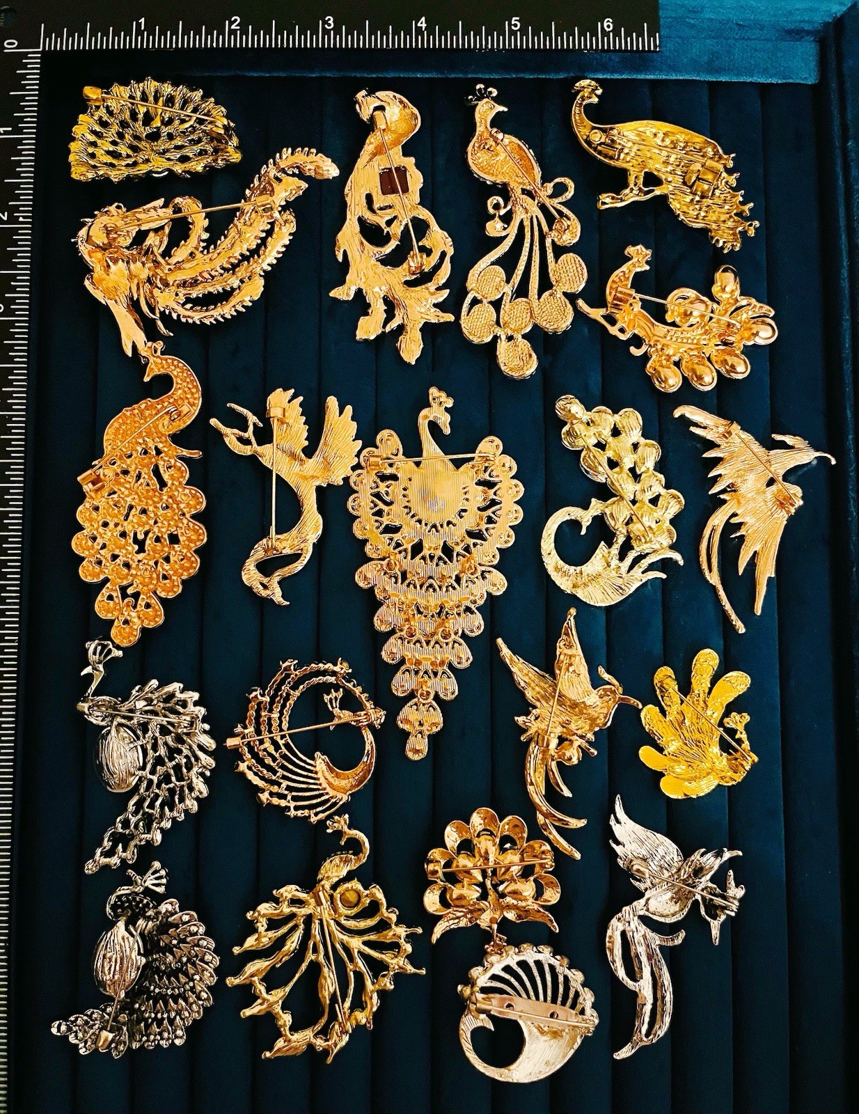 Lot of 20 Peacock Phoenix Bird Brooches Mixed Crystal Enamel Animal Pins