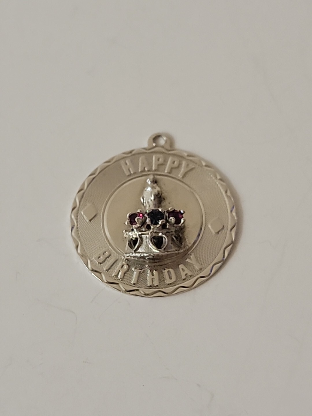 Sterling 925 Silver “Happy Anniversary” Charm Pendant “Olive” Small Gemstones