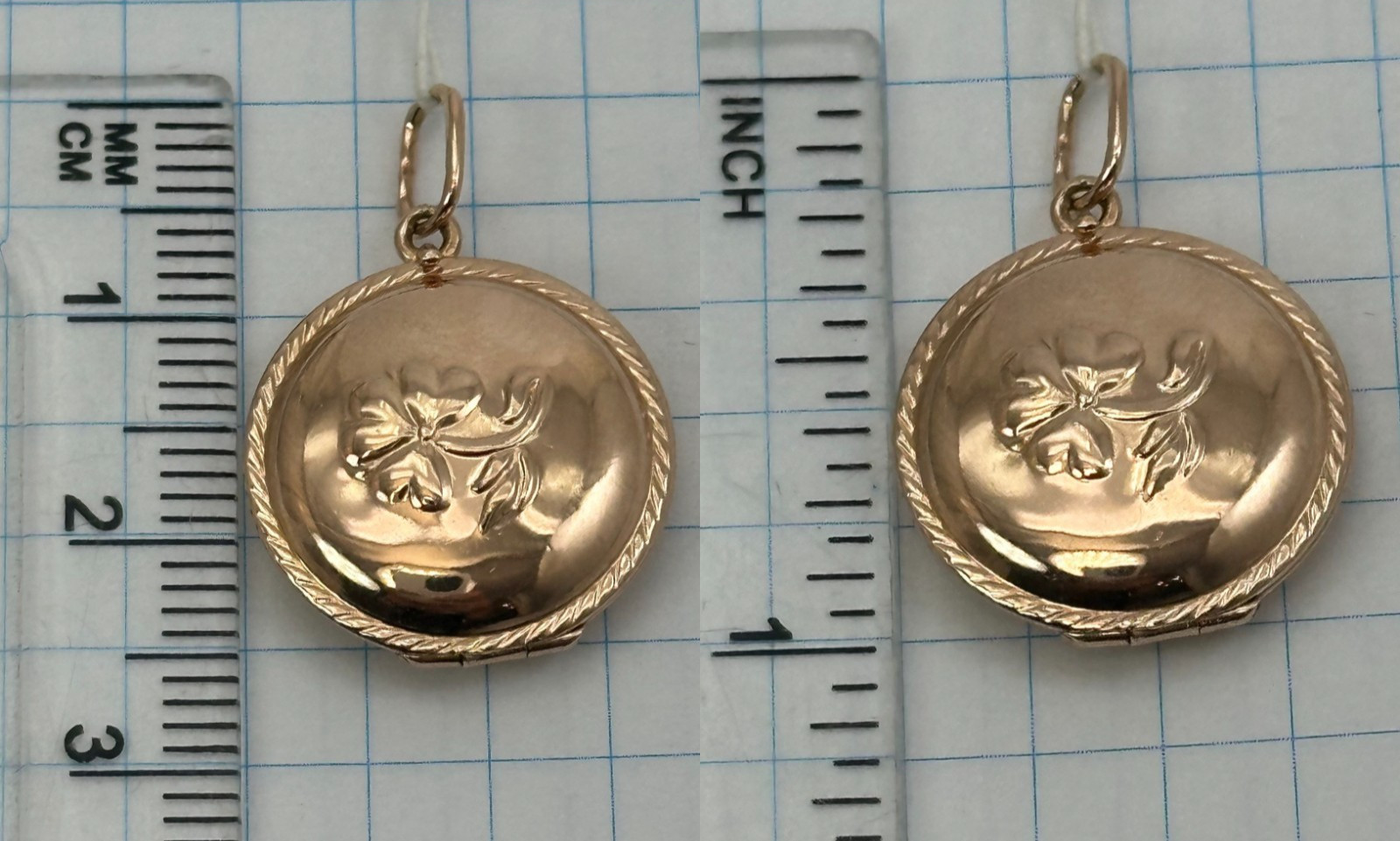 USSR Vintage Original Solid Rose Gold Locket Photo 583 14K 2,56 g. Ukraine 1977