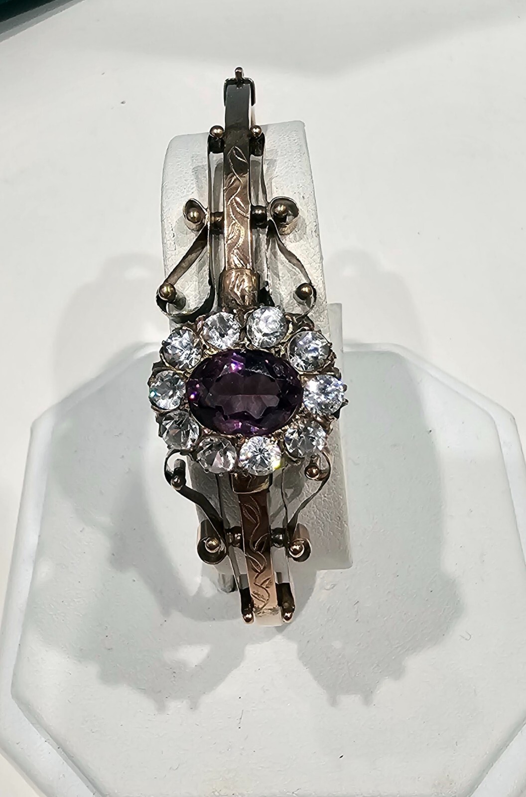 Antique Edwardian Amethyst & White Sapphires bracelet and ring