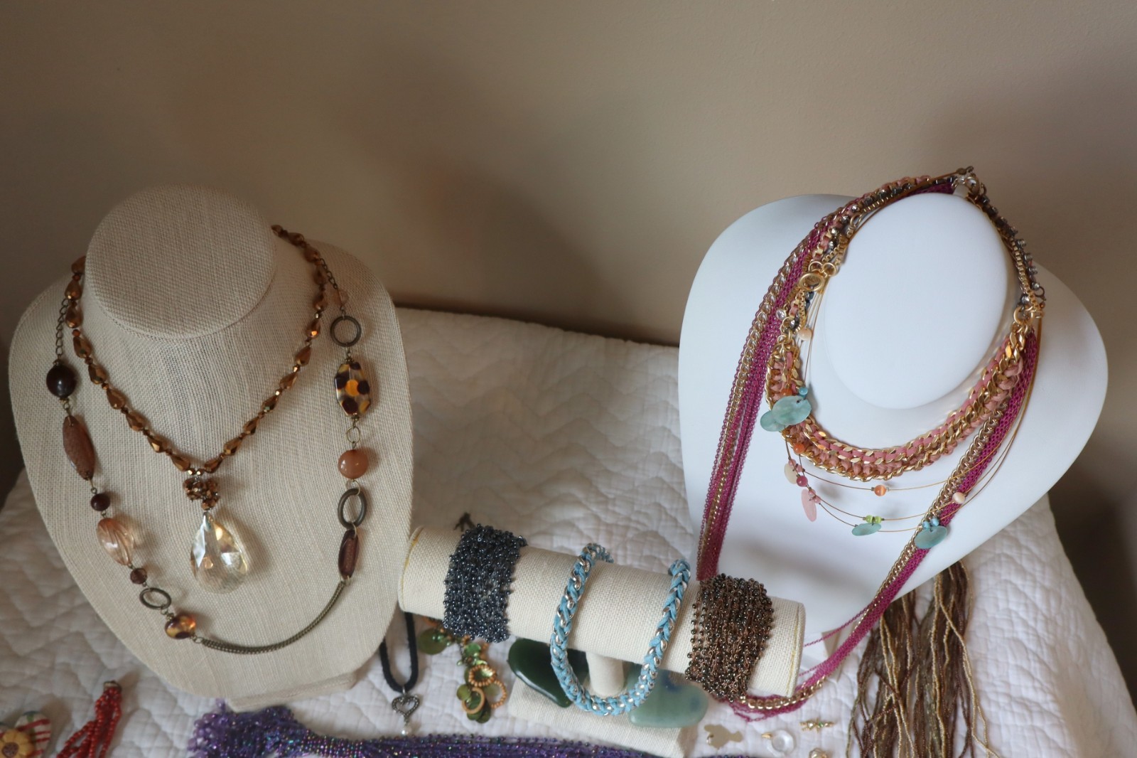 Variety Jewelry 30+ piece Lot, 3+ Lbs, all wearable plus extra pieces for crafts