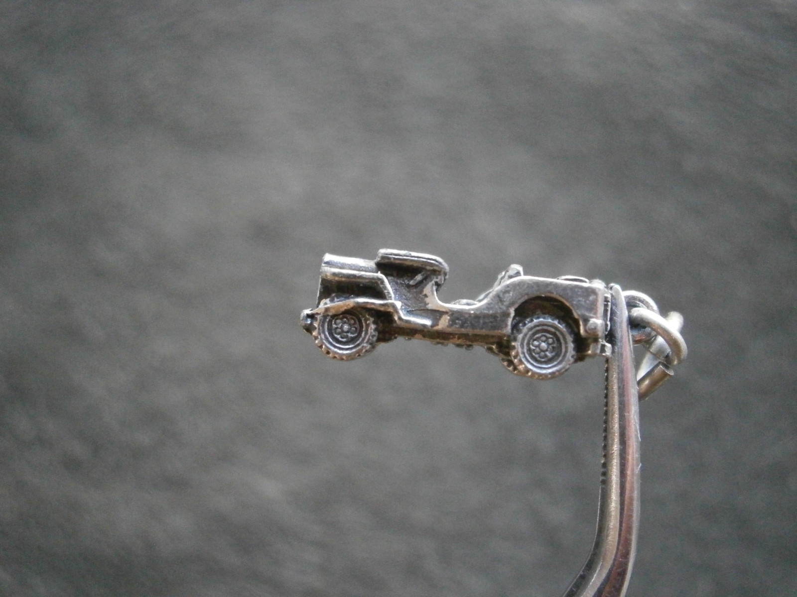 Crest Craft WWII Willys Jeep Vintage Silvertone Charm Pendant 3.1g