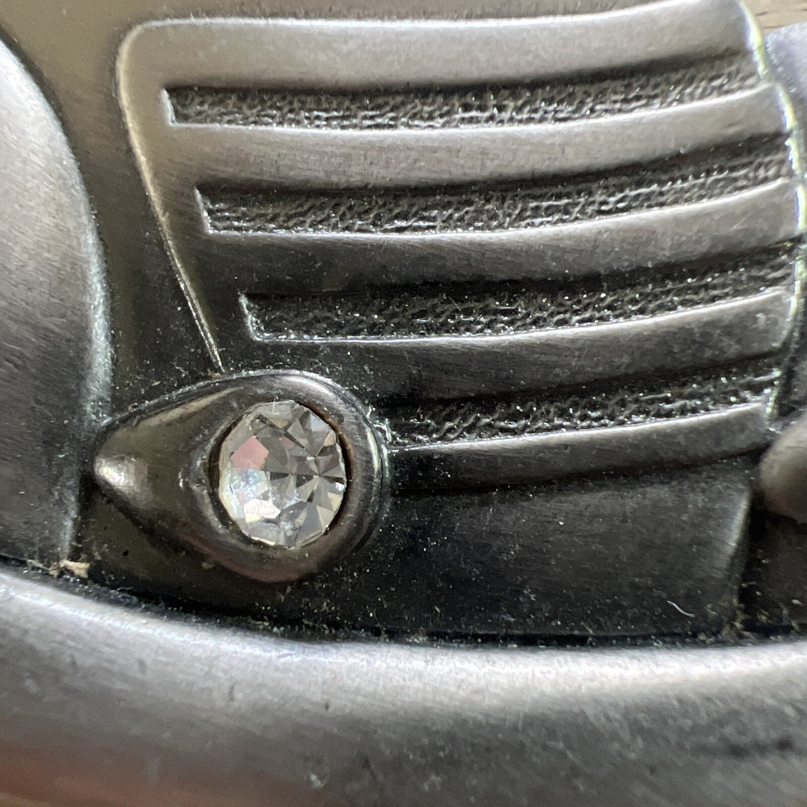 Vintage Convertible Car with Rhinestone Head Lights Silver Tone Metal Roadster