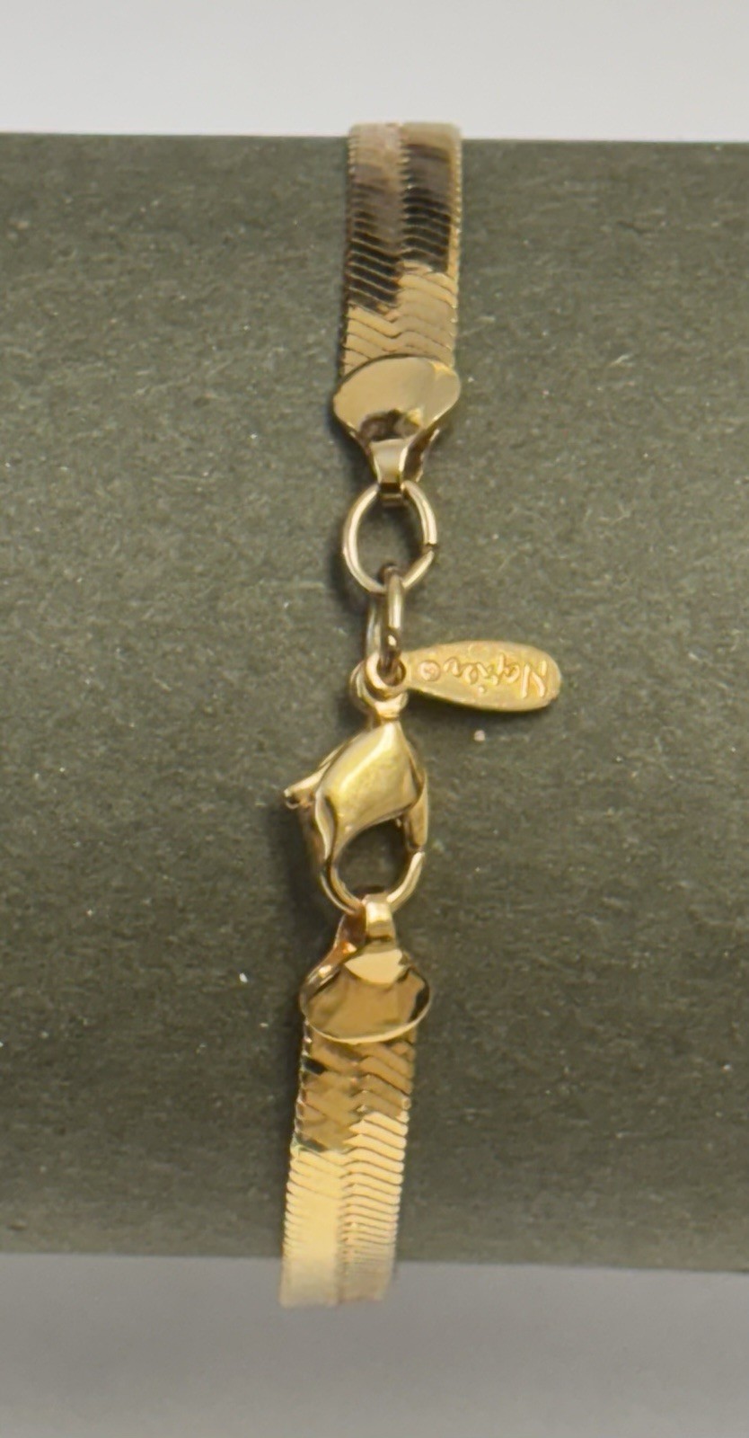 Vintage Napier Herringbone Bracelet, Gold Plated High-End Fashion Jewelry, 6mm
