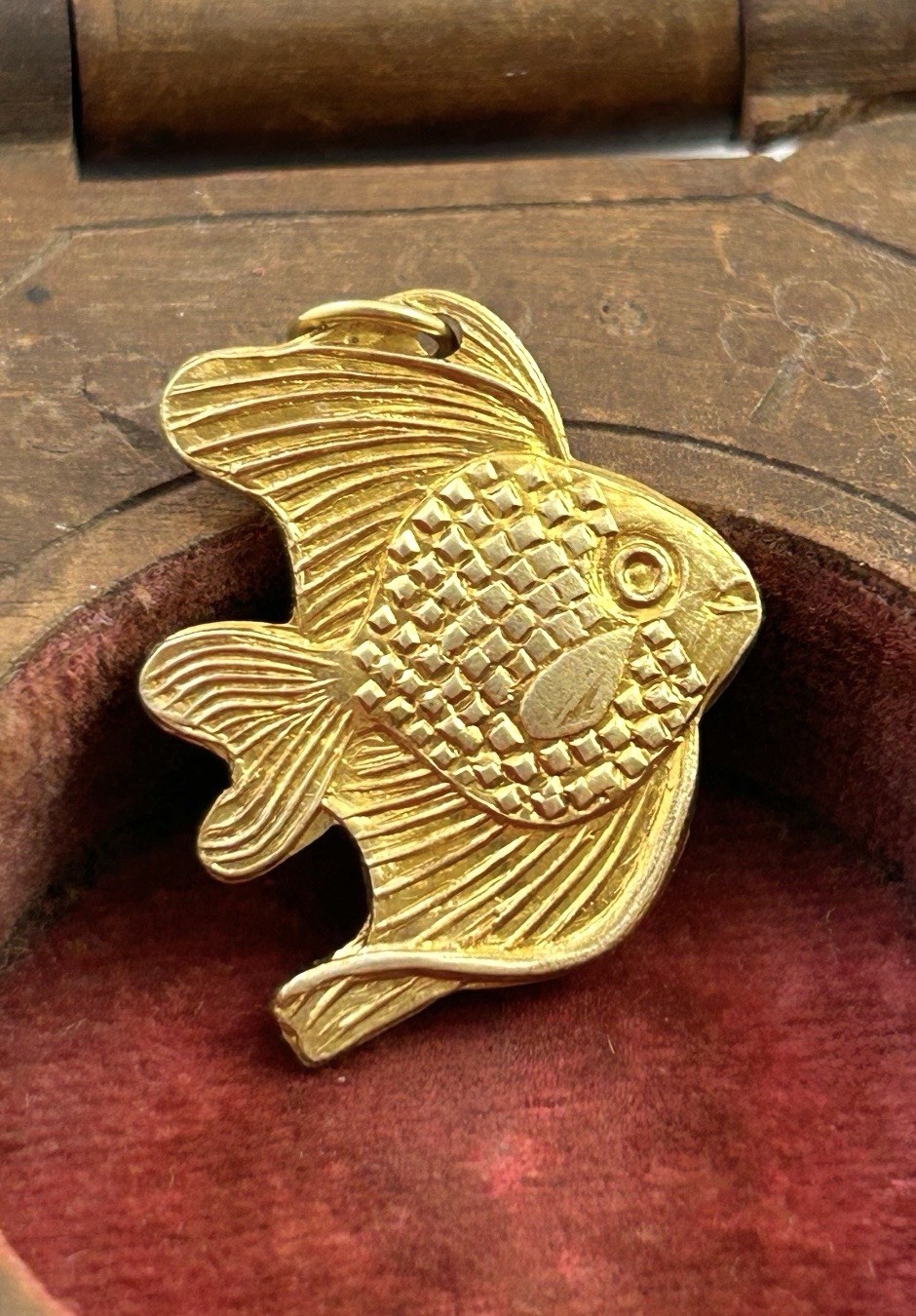 Vintage Fish Charm Pendant Vintage Jewelry Gift For Her Brass Metal Charm