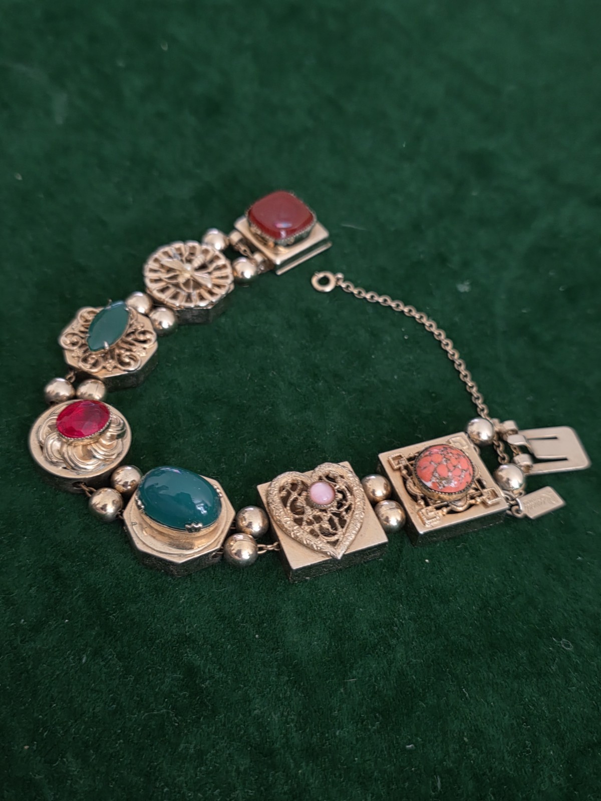 Rare Vinatge Signed Reinad Victorian Revival Chained Bracelet 7.5 In