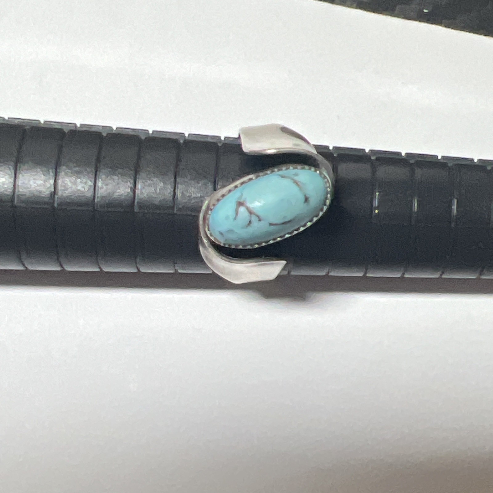 VTG Beau Sterling Silver Turquoise Ring Oval Stone Modernist Ring Sz 7.75