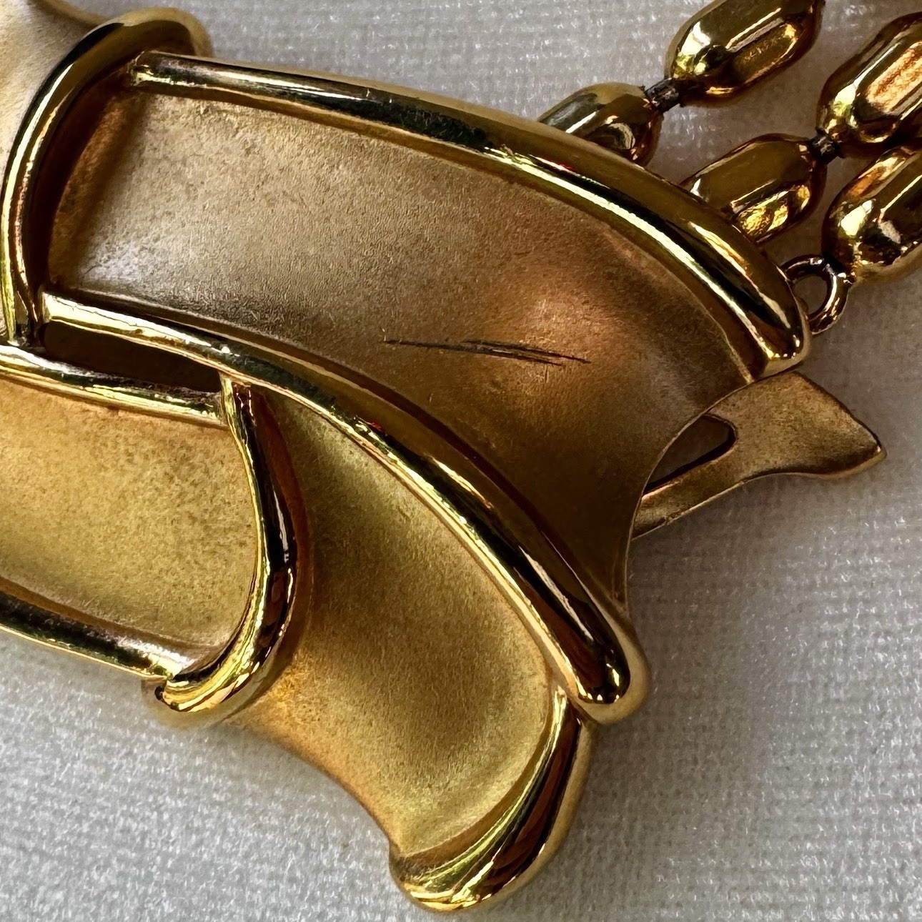 VTG YSL Yves Saint Laurent Gold Tone Statement Necklace Triple Strand Beads