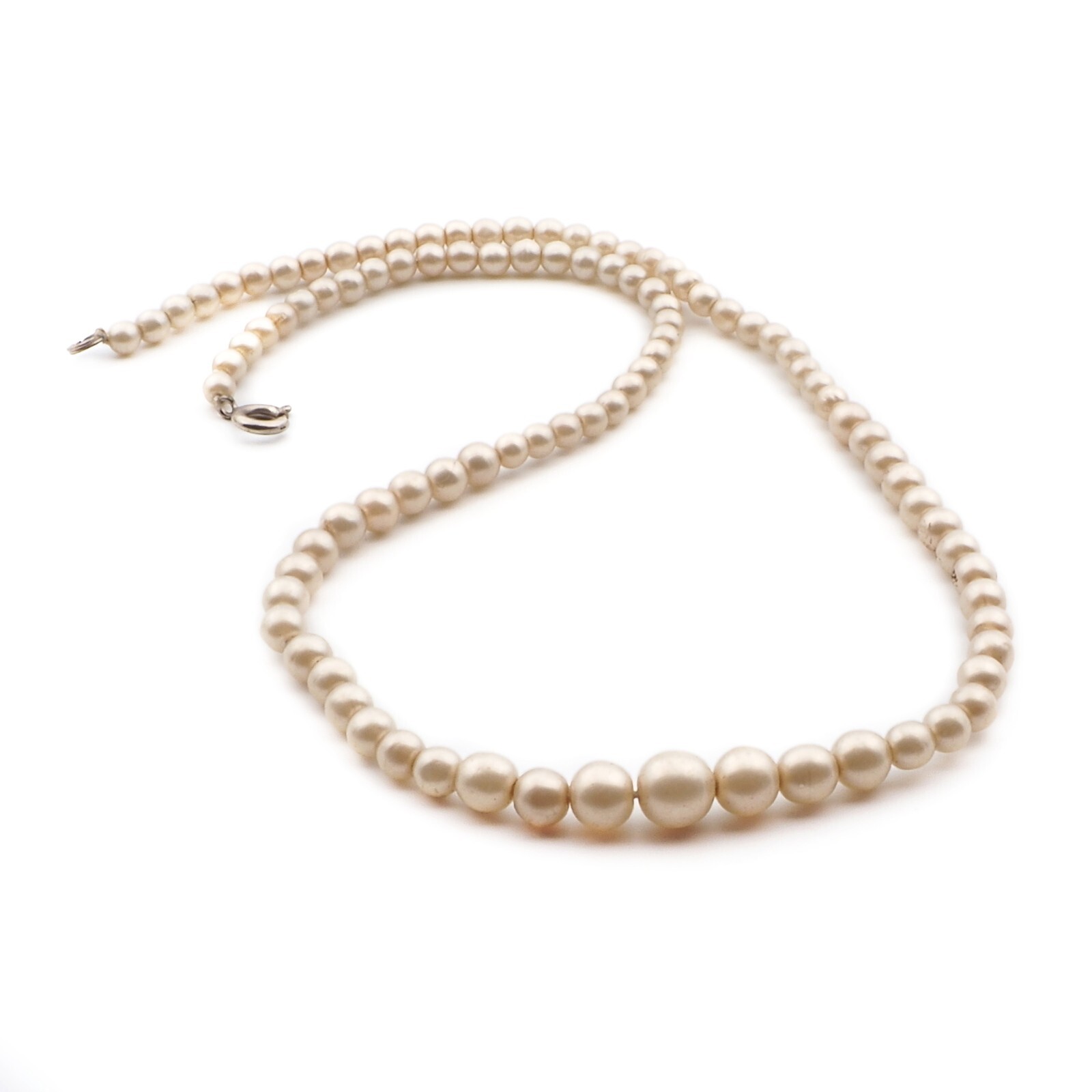 Vintage Czech necklace gradual round pearl glass beads