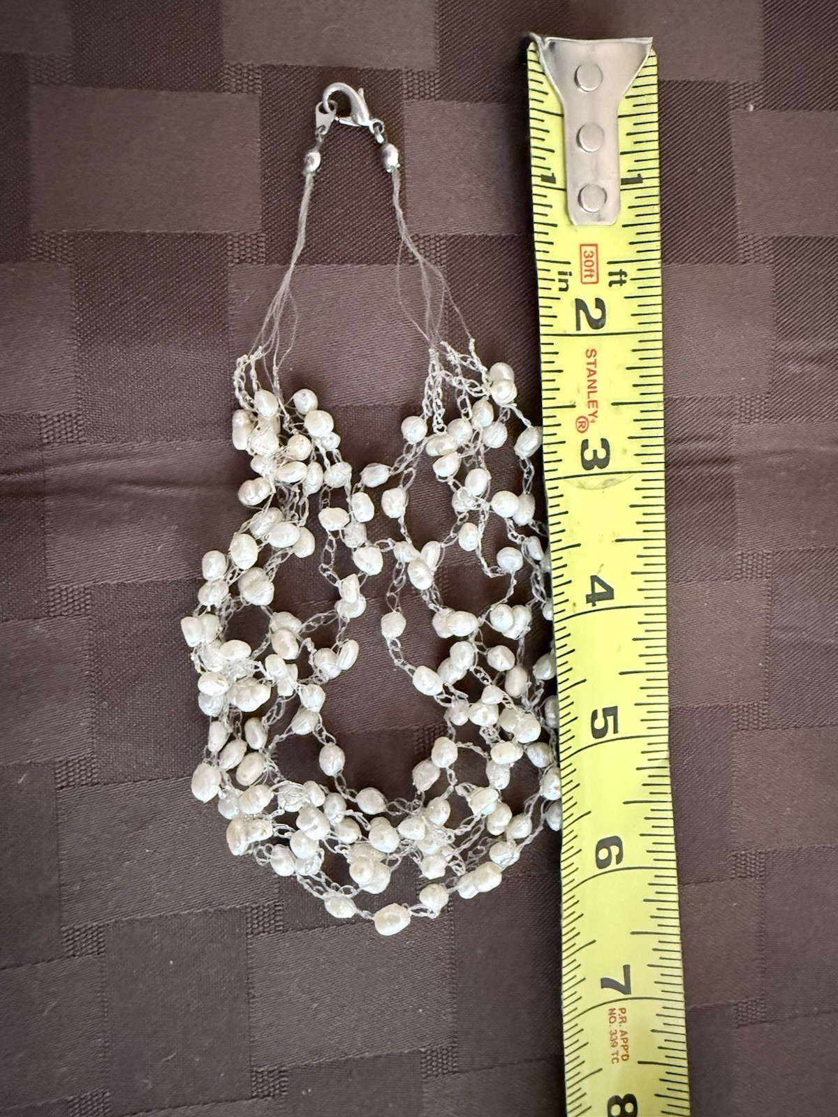 Vintage multi-strand floating pearl illusion necklace with freshwater pearls.
