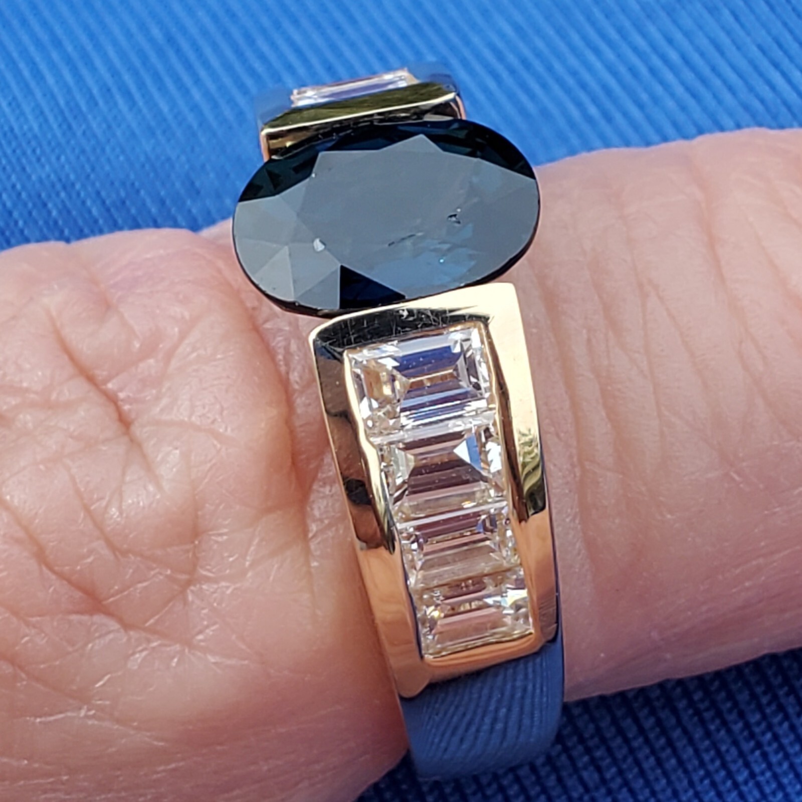 Original EARTH MINED SAPPHIRE DIAMOND Engagement Ring Deco Style SOLID 18K GOLD