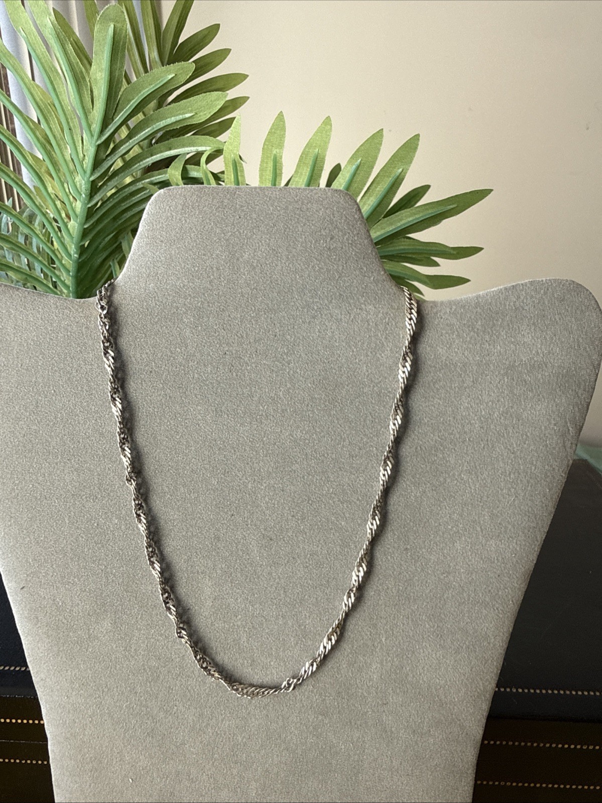 Vintage Twisted Chain Necklace Sterling Silver 925 Chain 16” Long 4mm Width
