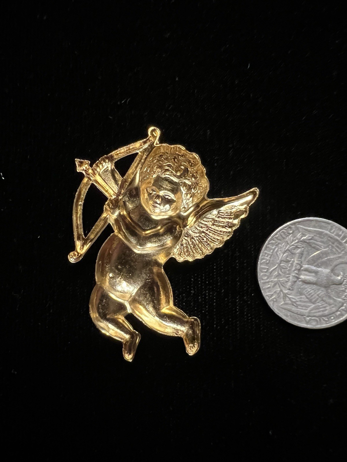 Large Cherub Vintage 22K Plated Over Brass Stamping For Jewelry Design Romantic
