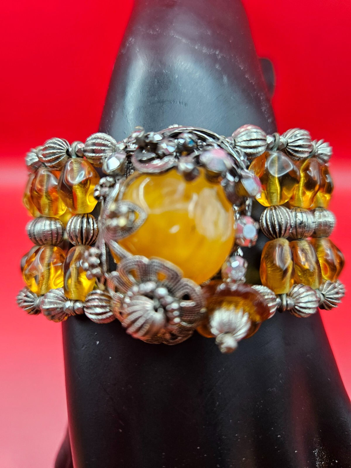 MIRIAM HASKELL Signed Multi Strand Quartz Crystal WRAP Beaded Vintage BRACELET