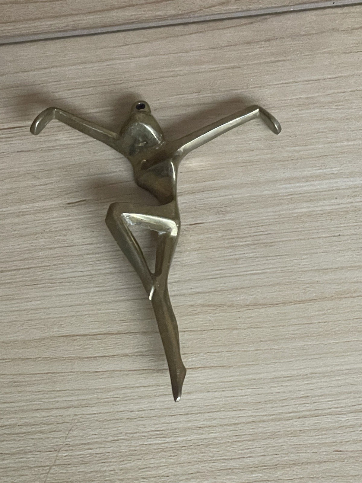 Vintage Brass Abstract Dancer Pendant MCM Figural Art Charm Nude Modernist 3”
