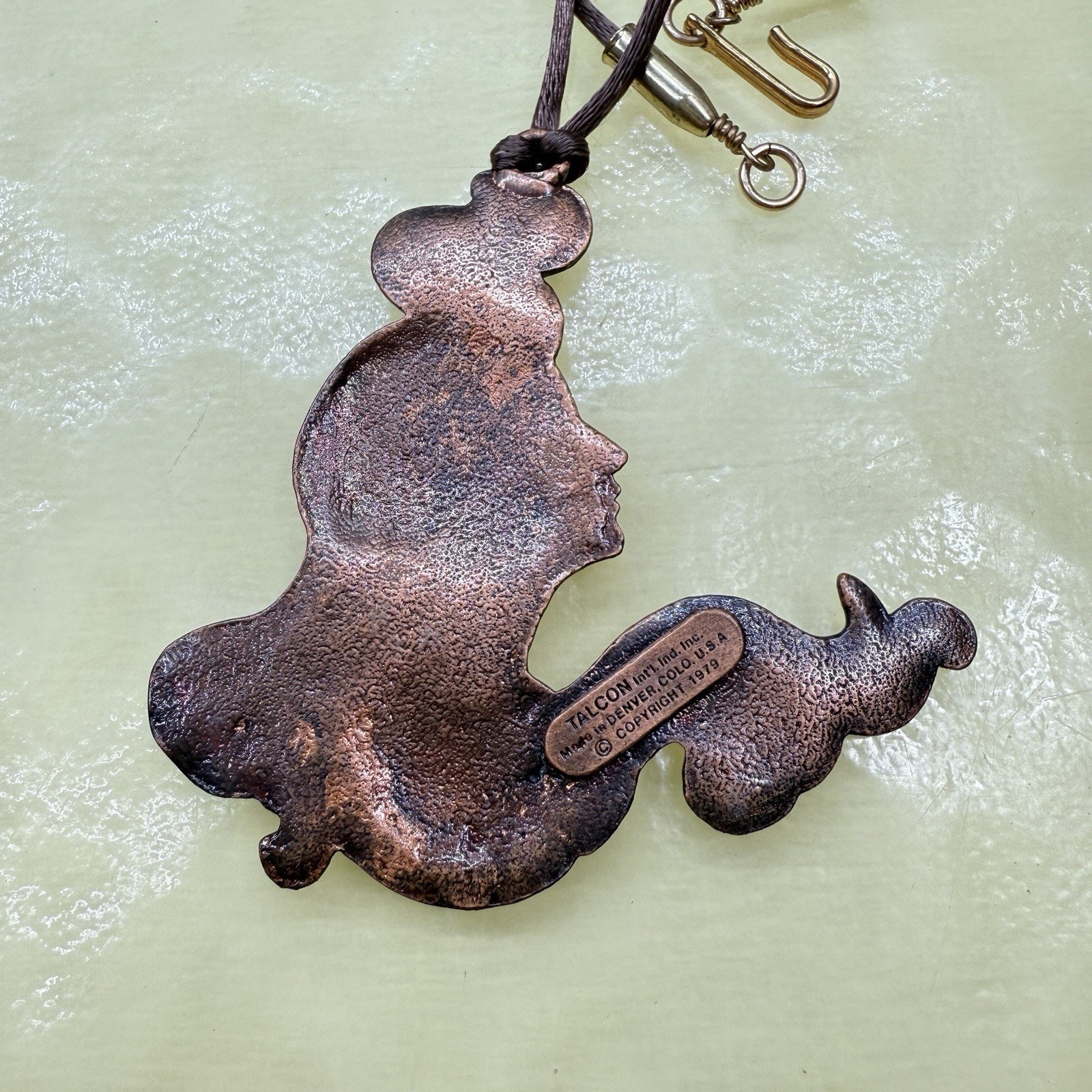 Vintage 1979 Talcon Int. Denver Art Nouveau Revival Copper Necklace Lady Profile