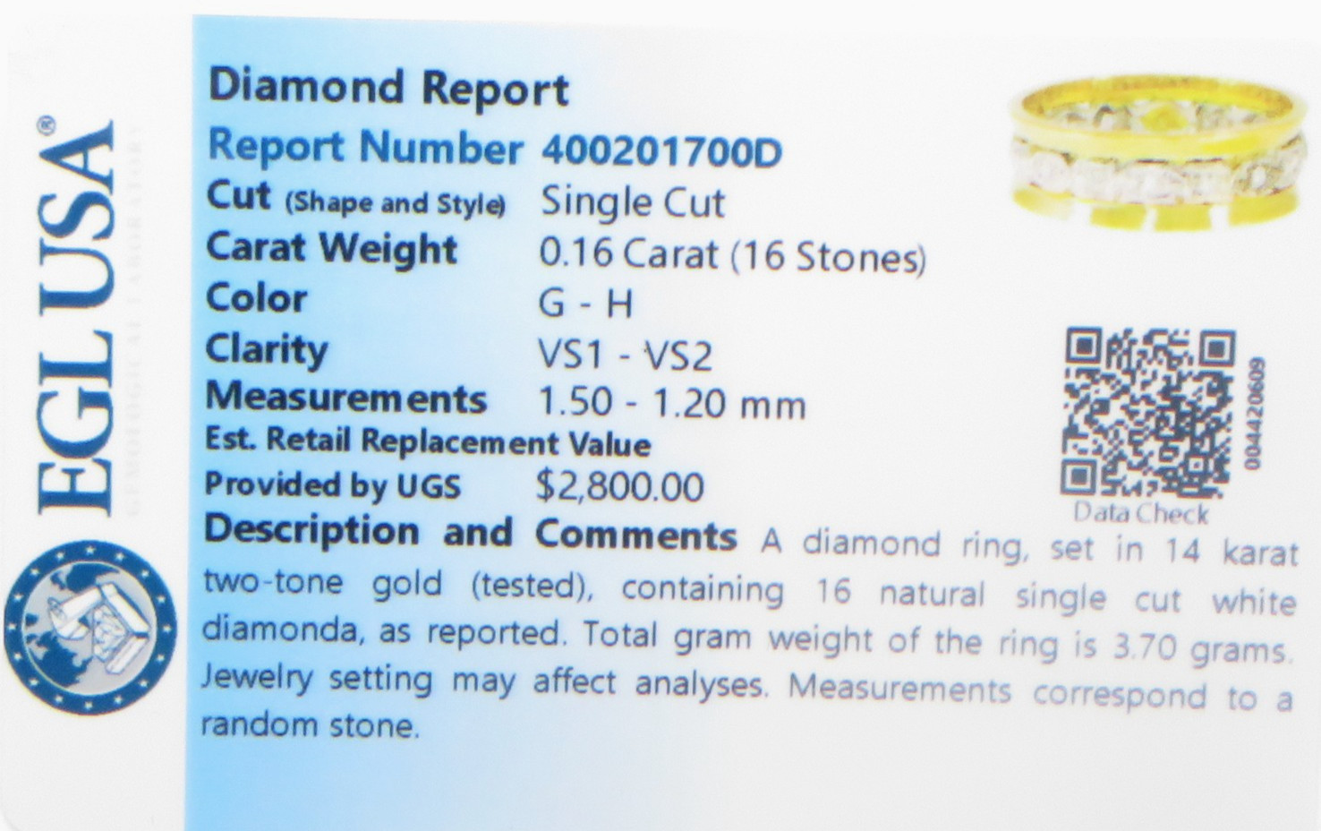 Antique Deco 1920’s 14K Two Tone Eternity Wedding Band Size 8.5 UK-Q1/2 EGL USA