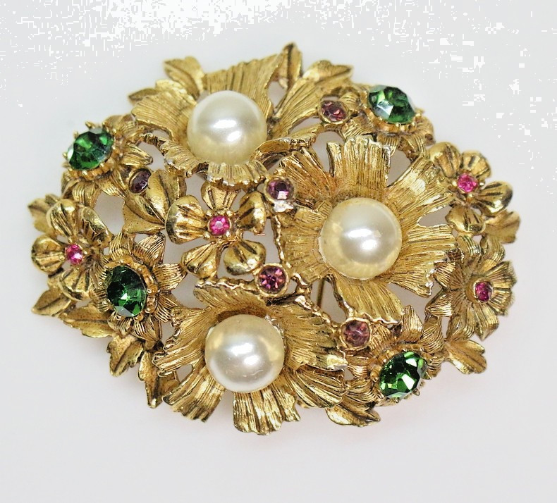 FLORENZA Vintage Signed Brooch Pin