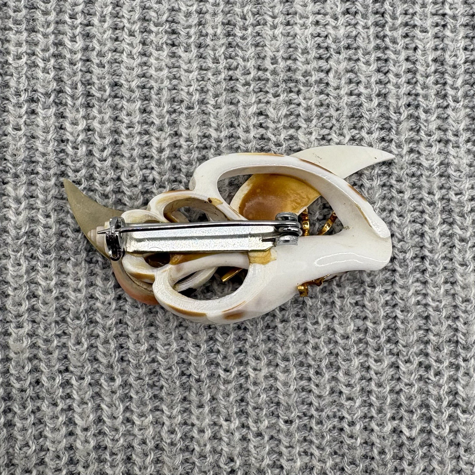 Vintage Seashell Art Brooch Ocean Beach Statement Pin