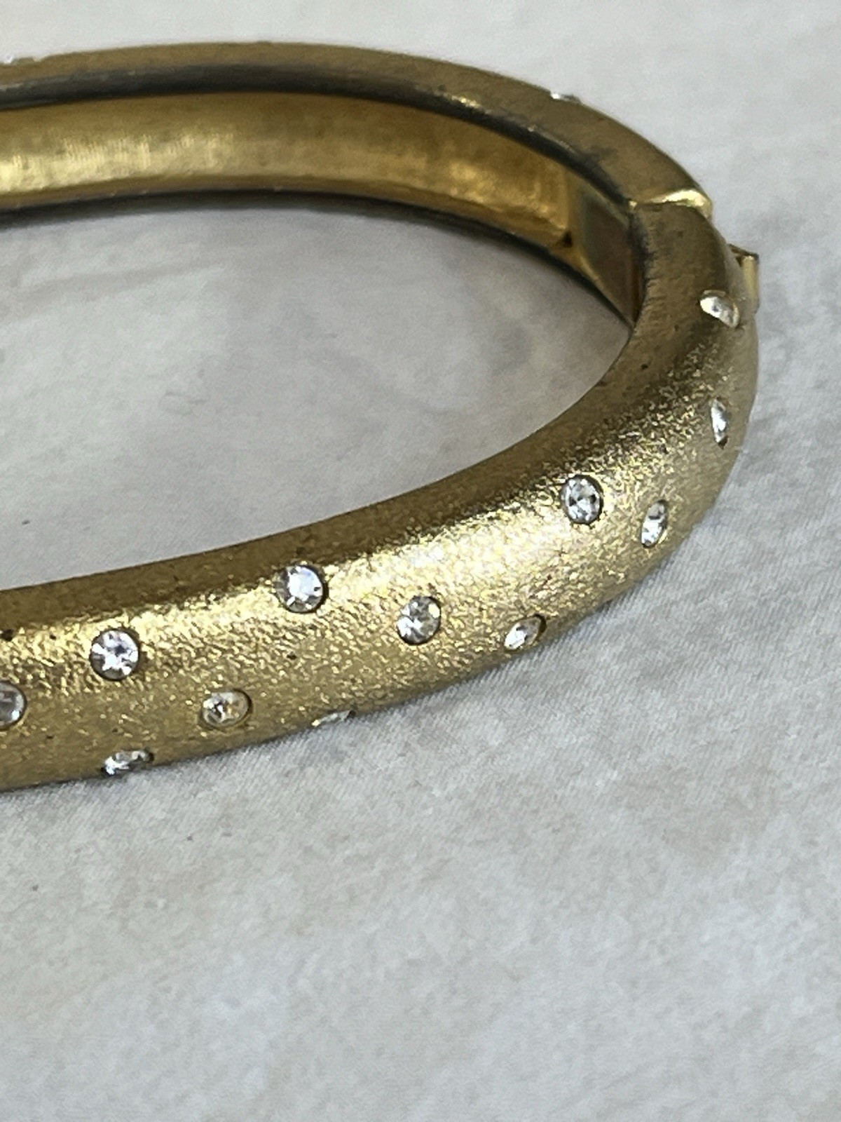 Vintage Swarovski Set Bracelet and Clip Earrings Matte Gold Tone Polka Dots