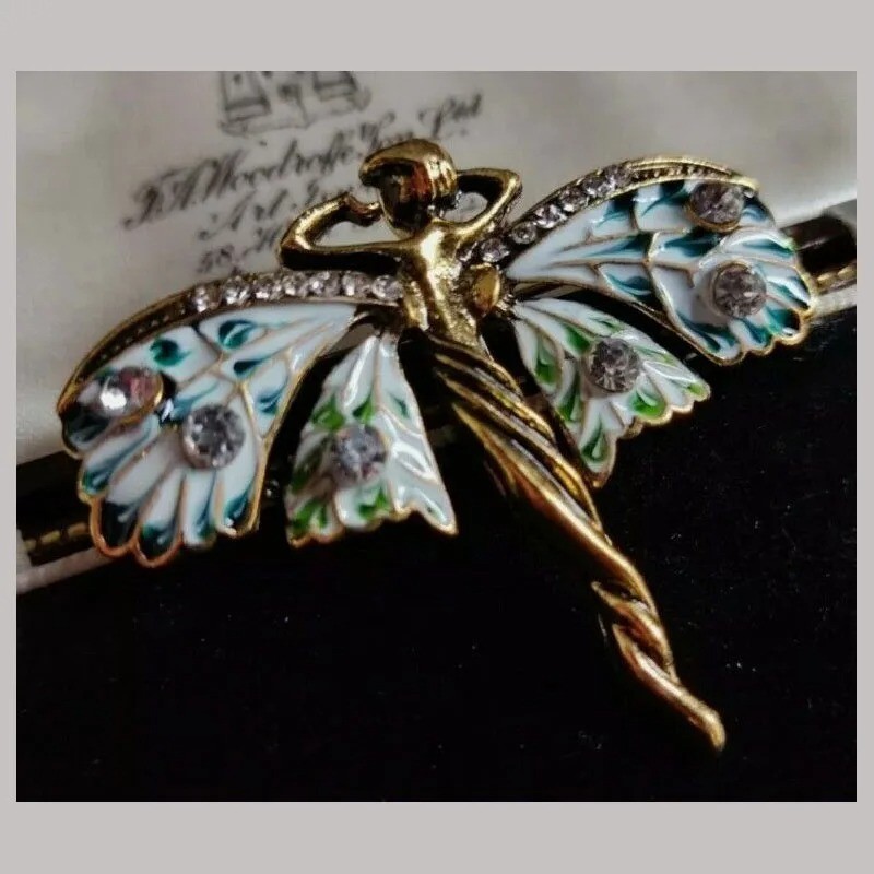 Vintage Fairy Nymph Brooch Pendant Antique Art Nouveau Shawl Pin for Women