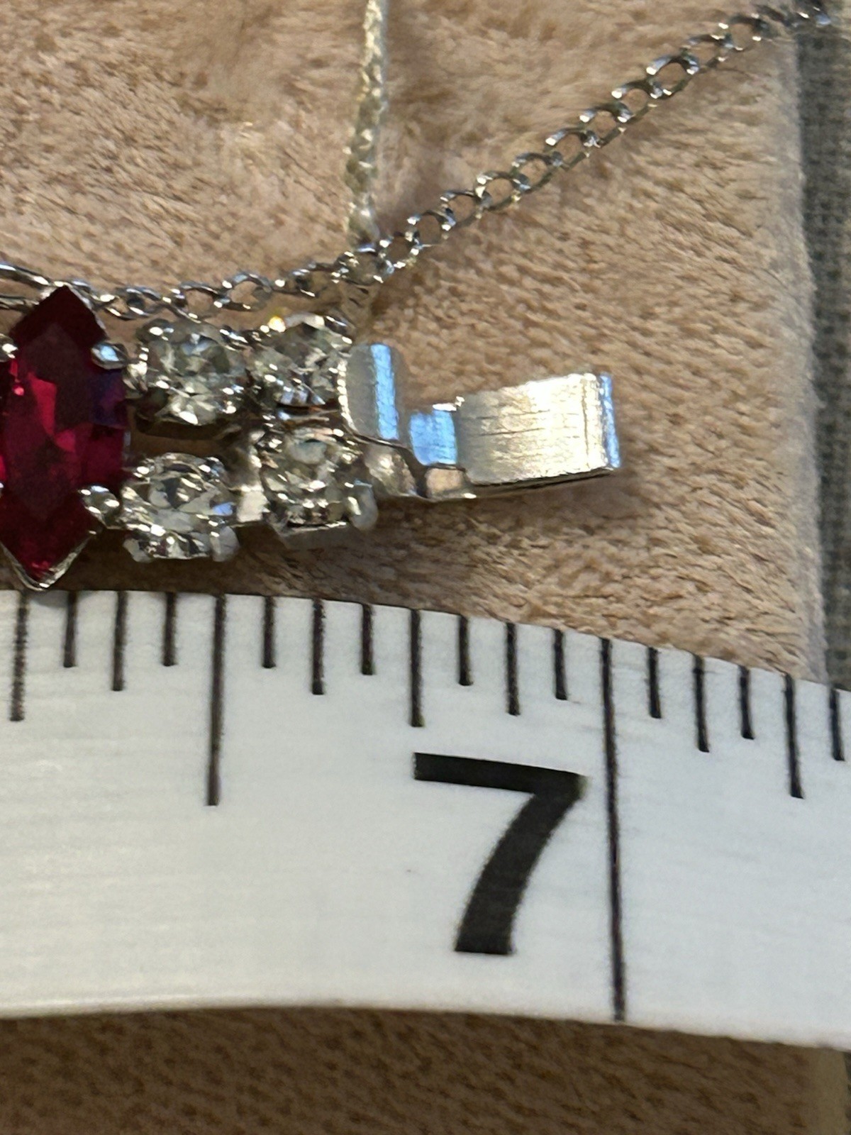 Vintage B David 3pc Red & Clear Rhinestone Necklace Bracelet Clip Earrings