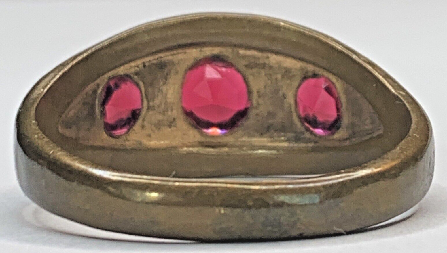 Antique Victorian EMCO Gold Filled GF Past Present Future Red Paste Ring SZ 11