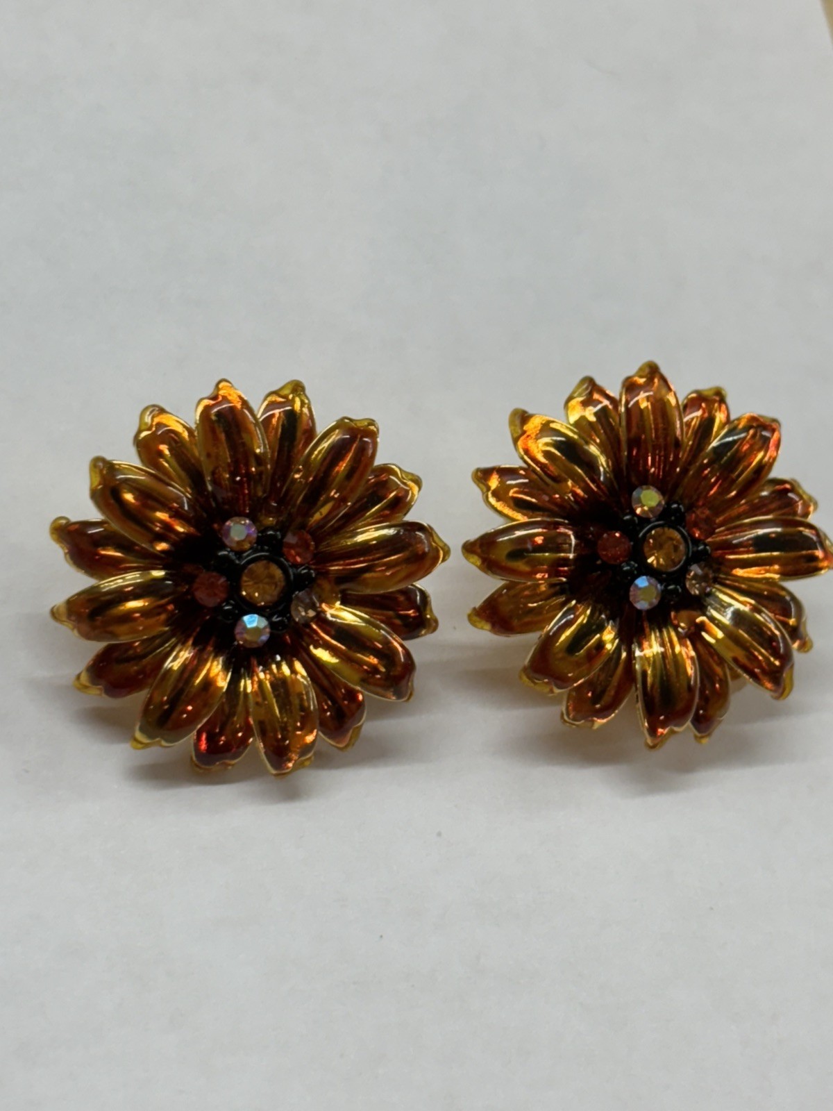JOAN RIVERS SUNFLOWER EARRINGS, FLOWERS COLLECTION, Clip Earrings, SIGNED