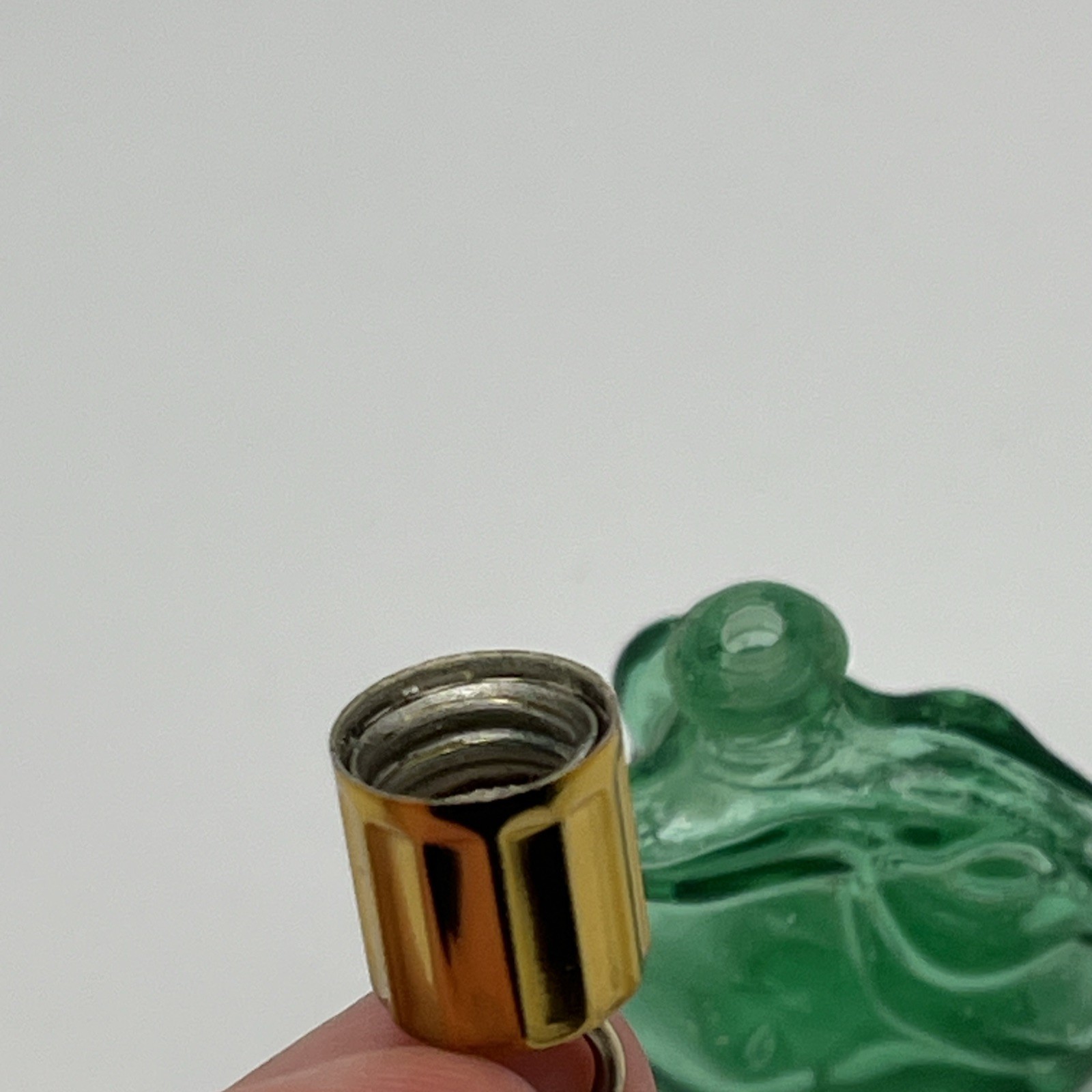Vintage Max Factor Green Glass Rabbit Perfume Pendant