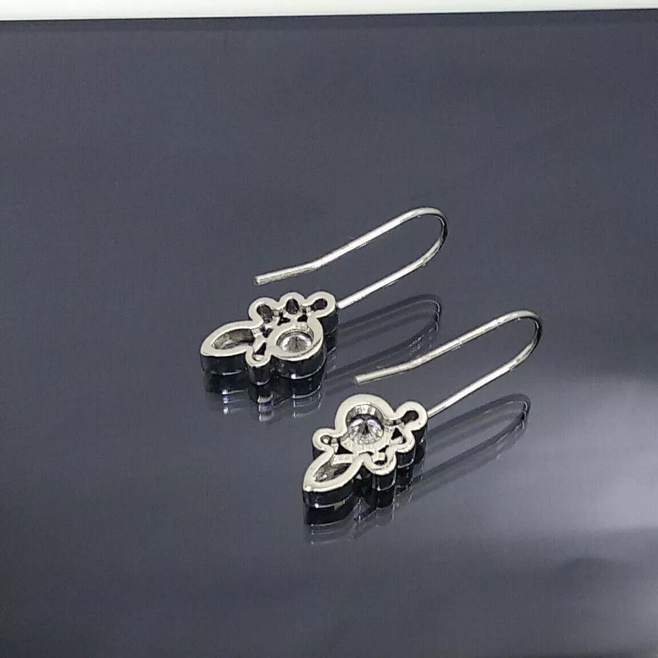 Art Deco Round Lab Created Diamond Office Wear Earring In 14K White Gold Finish