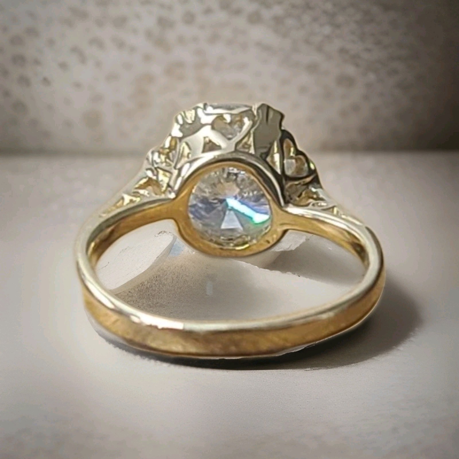 14k Yellow Gold Vintage Engagement Ring 2.82 Carat Natural Round Diamond