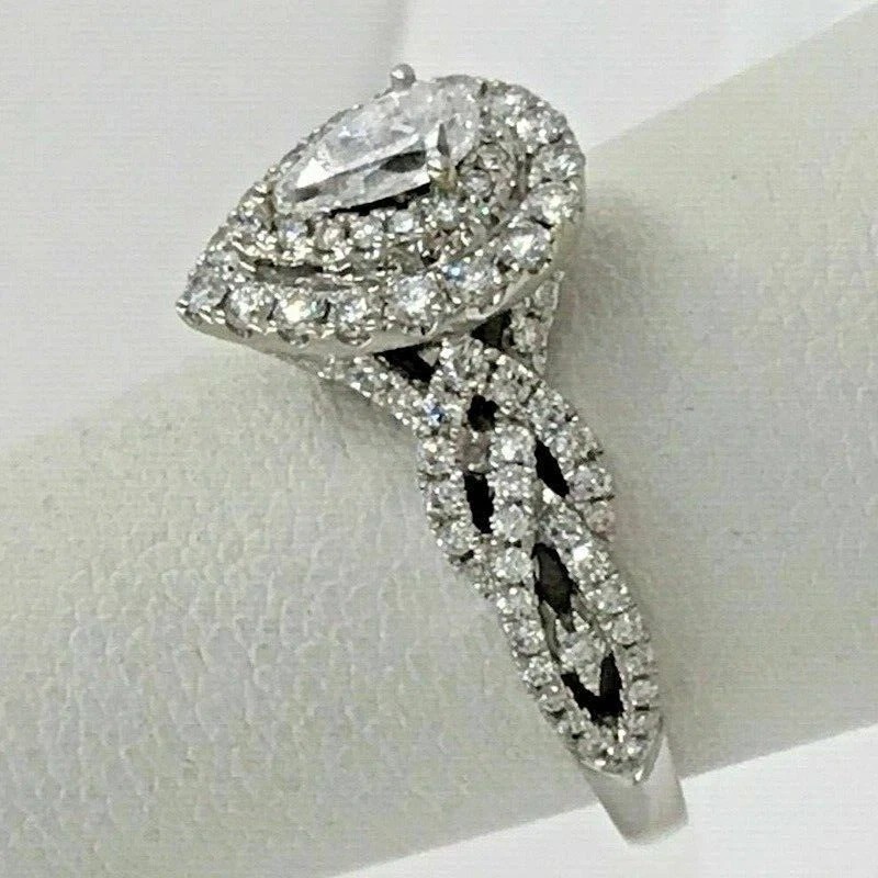 2.77Ct Art Deco style Lab Created Diamond Anniversary 14K White Gold Finish Ring
