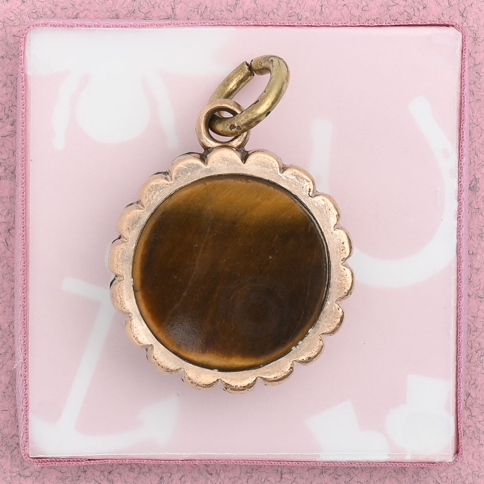 Antique Victorian Carnelian Tiger’s Eye Double Sided Gold Filled Charm Pendant