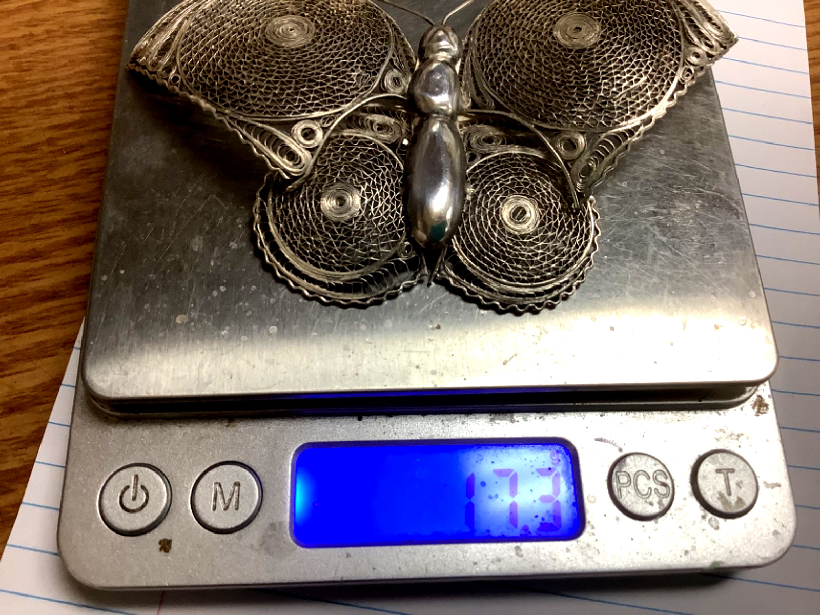 Amazing Vintage Mexico Sterling Silver Large 4” Butterfly Pin Brooch ~ Signed